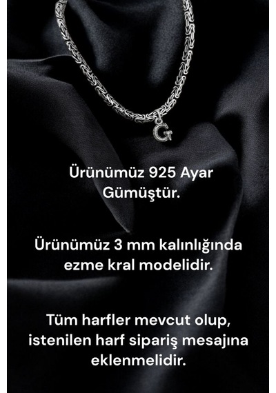 925 Ayar Gümüş 3 Mm Harfli Ezme Kral Bileklik