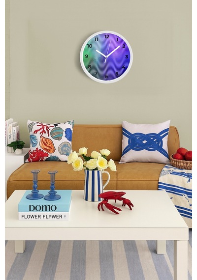 Modern Tasarım Duvar Saati - 35cm - Önü Camlı Beyaz Kasa - Sessiz Mekanizma-jh0623 Beyaz