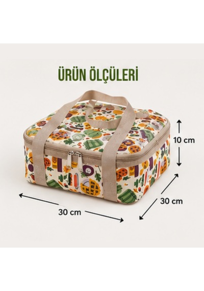Borcam Termal Çantası-yemek Çantası-30 Cm Kare-352 Çok Renkli