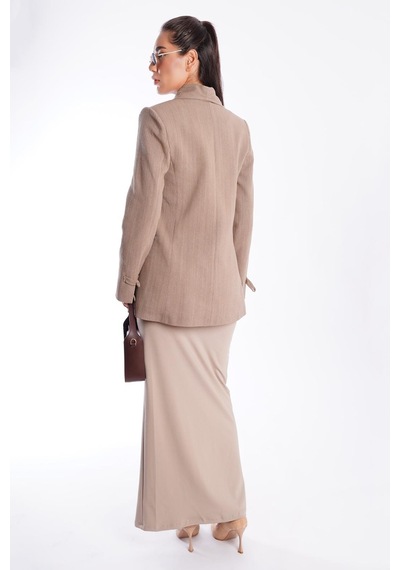 Vizon Bağlama Detaylı Blazer Kadın Ceket Mg2482 VİZON