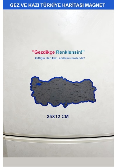 Kazınabilir Türkiye Haritası Magnet Gez-kazı Seyahat Haritası 24x12 Cm Diğer