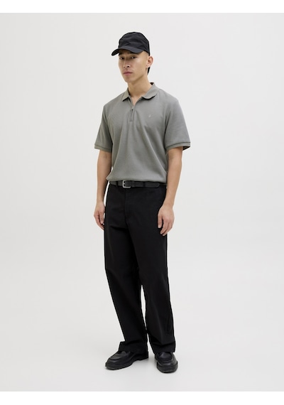 Jack & Jones Jack Jones Erkek Fermuar Detaylı Polo Yaka Tişört 12279177 Gri