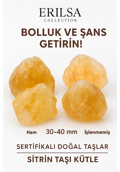 Sertifikalı Ham İşlenmemiş İri Boy Sitrin Taşı Kütle El Taşı Bo