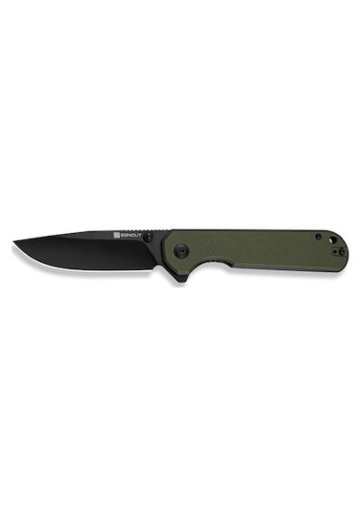 Sencut Aetheris Flipper & Thumb Stud Knife Od Green G10 Handle Kamp Çakı Yeşil