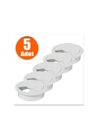 Ayrex Masa Üstü Kablo Kanalı Deliği Kapağı Beyaz Masa Kapağı 6 Cm 5 Adet