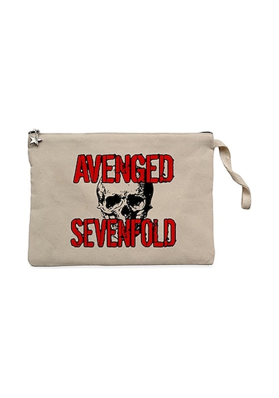 Avenged Sevenfold Skull Krem Clutch Cüzdan / El Çantası Krem