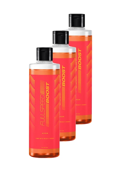 Avon Full Speed Boost Erkekler İçin Saç Ve Vücut Şampuanı 3 x 250 ML