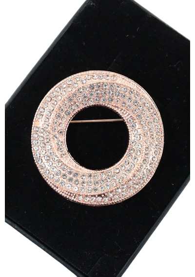 Aura Çemberi Broş Rose Gold Tonlu Kristal Taşlı Pozitif Enerji Halkalı Erkek Kadın Yaka İğnesi Çok renkli