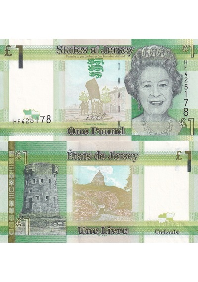 Jersey 1 Pound " Kraliçe Elizabeth " Yabancı Kağıt Para Çil Unc Koleksiyon Para