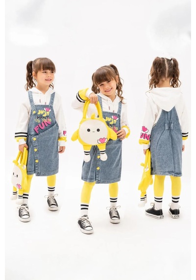 Minigimin Cicileri Miniğimin Cicileri Kız Çocuk Kot Jileli 4 Parça Set - Mavi