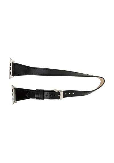 Alpıne Slim Double Tour Noir Black Hakiki Deri Apple Uyumlu Watch Kordonu - 44/45/46/49mm