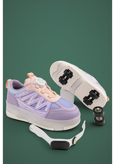 Muggo Sky Çocuk Işıklı Patenli Tekerlekli Sneaker Spor Ayakkabı Lila