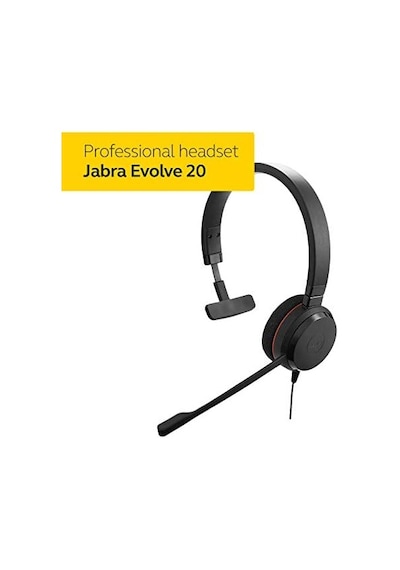 Evolve 20 Uc Mono Headset Unified Communications Headphones For Voıp Softphone With Pasif Noise Cancellation Usb-cable With Controller Black 50 x 22