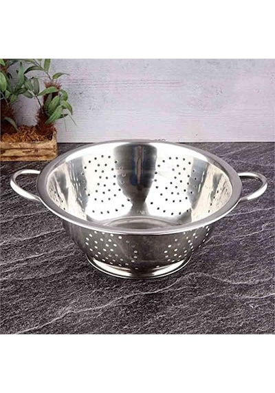 Paslanmaz Çelik Makarna Süzgeci, Salata Süzgeci - 30 Cm Çap, Çok Renkli