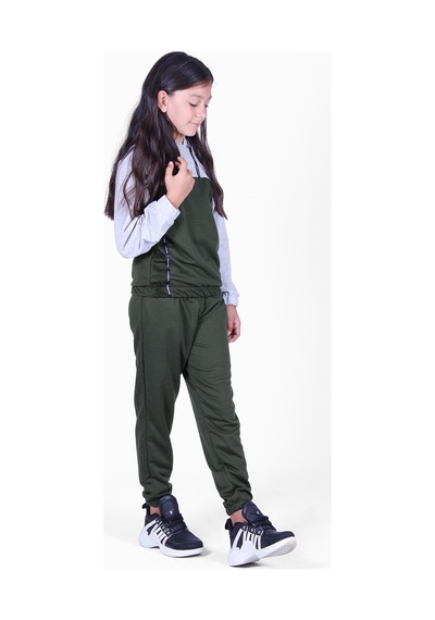 Panios Kids Kız Çocuk Fileli Baskılı Eşofman Takımı Haki