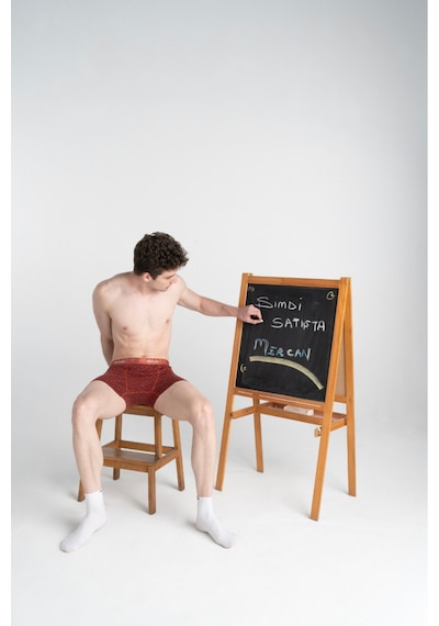 Mercan Desenli Boxer Pamuklu 'değer' Baskılı Erkek Boxer Değer Desenli