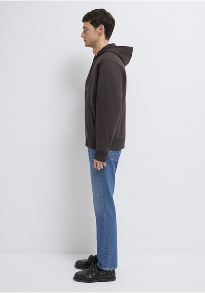 Mavi - Kapüşonlu Fermuarlı Kahverengi Basic Sweatshirt 0s10277-70219 Kahverengi