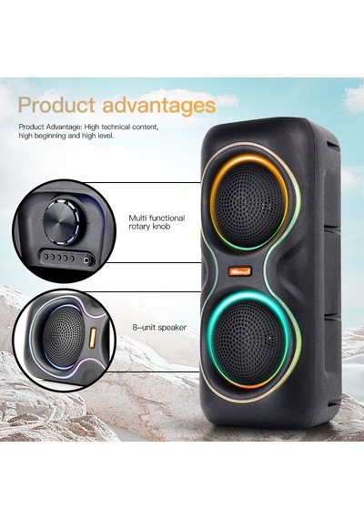 Çeşithane Dual 8 İnç Kablosuz Karaoke Hoparlörü - 18w Güçlü Bass Subwoofer, Rgb Led Aydınlatmalı Ve