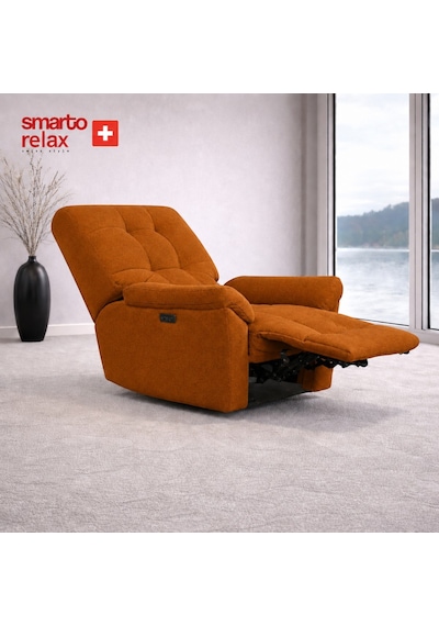 Smarto Relax Porto Liftli Çift Motorlu Elektrikli Ayağa Kalkma Destekli Polyester Hasta Ve Baba Tv Koltuğu Turuncu