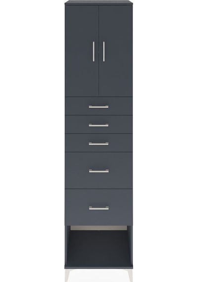 Hyperion Dolap 2 Raflı 5 Çekmeceli 2 Kapaklı 60x44x243 Antrasit-antrasit Antrasit