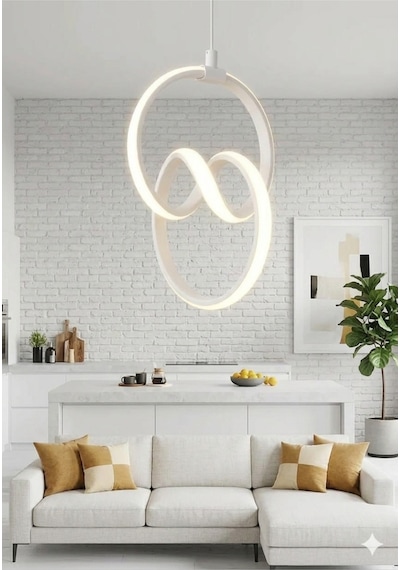 Signature Venüs Modern Beyaz Led Avize Yatak Odası - Hol - Salon
