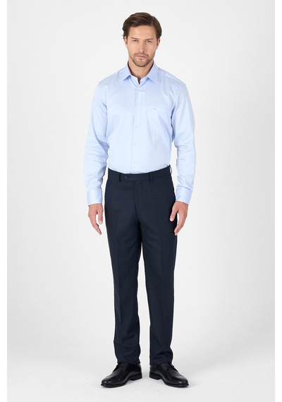 İmza Mavi Sert Yaka Düz Classic %100 Pamuk Comfort Fit Gömlek 1004250323 Mavi