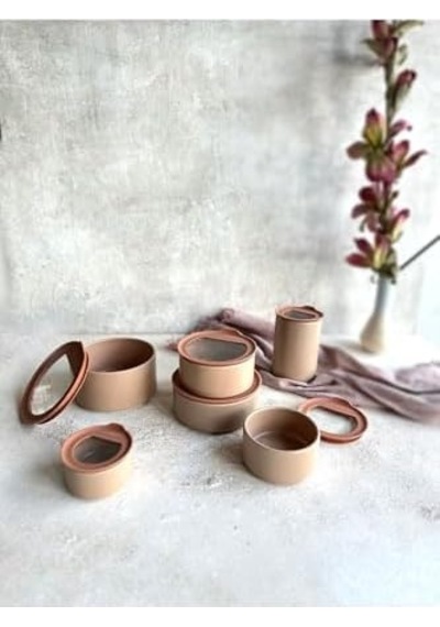 Fika One Seramik Saklama Kabı 600ml Pembe D-neone060-03 Açık Ahşap