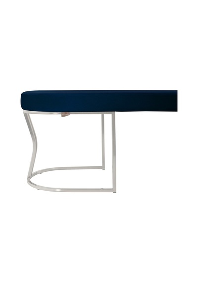Viego Silver Smooth- Mavi Kapitoneli Model Puf & Bench & Koltuk- Oturak-uzun Makyaj Puff-yatak Odası Ucu &önü