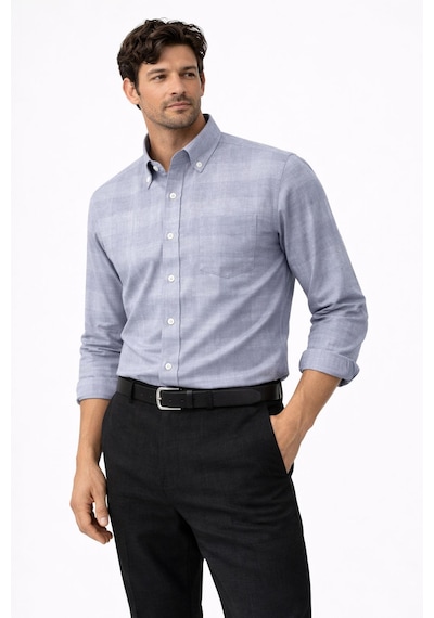 Lugon Klasik Regular Fit Uzun Kol Erkek Gömlek 7608 Gri