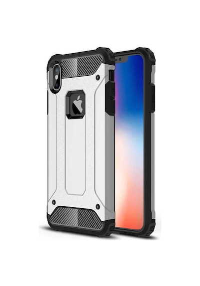 Noktaks - Apple Uyumlu iPhone X - Xs - Kılıf Çift Katman Zırh Tank Crash Military Kapak - Gri Gri