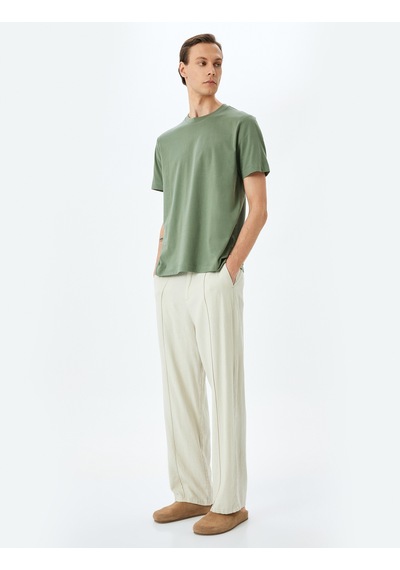 Koton Pamuklu Bisiklet Yaka Regular Fit Kısa Kollu Basic Tişört Green 5sam10099hk Yeşil