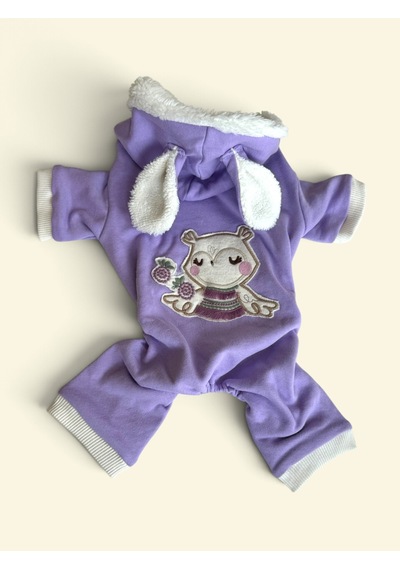 Bibelot Lavender Polar Kedi Tulumu Yumuşacık Ve Sıcacık Bunny Kulaklı Tulum