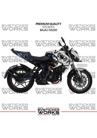 Bajaj Ns200 Kaplama Sticker Venom Design Motor Kaplama Modeli Hazır Kit Tüm Modeller Uyumlu Siyah