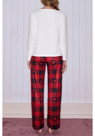 Bella Notte Kırmızı Ekoseli Kadın Çift Pijama Takımı