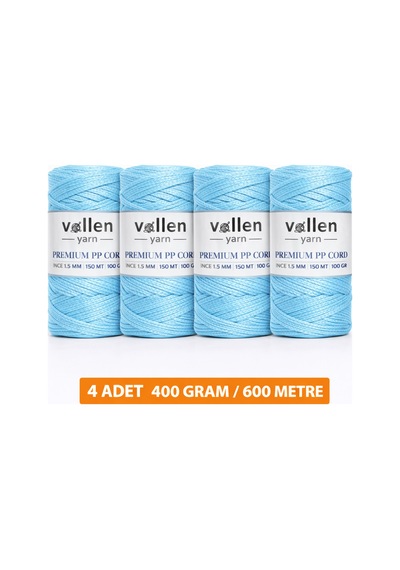600m Polyester Makrome Ipi, Supla Ipi, Çanta Ipi, Bileklik Ipi,makrame,bebe Mavi 1.5mm-400gr
