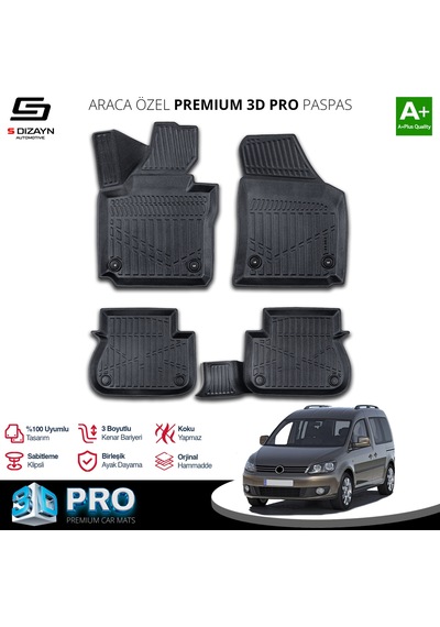 Volkswagen Caddy 3d Pro Havuzlu Paspas 2010-2015 A+ Kalite