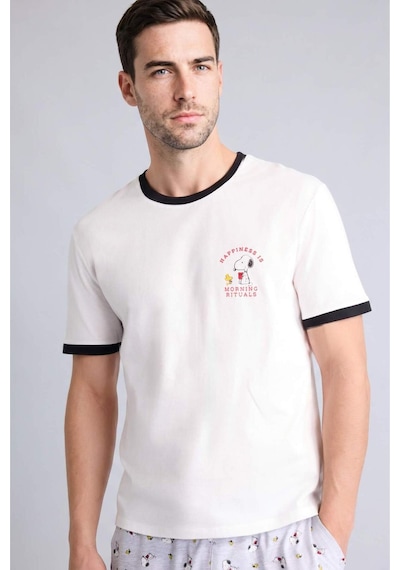 Defacto Snoopy New Regular Fıt Kısa Kollu 2li Takım H8534ax26smer105 Ekru-er105