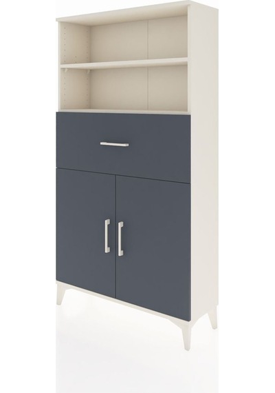 Arges Dolap 3 Raflı Tek Çekmeceli 2 Kapaklı 88x30x163 Aytaşı-antrasit Aytası