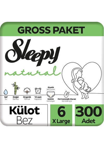 Sleepy Natural Külot Bebek Bezi 6 Beden Gross Paketi 100x3 300 Adet 6 Numara