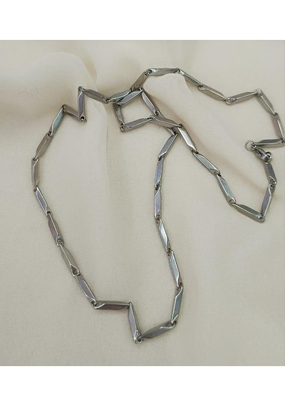 Çelik Üçgen Kolye 316 L Paslanmaz Kolye Unisex Gerdanlık Gri