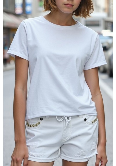 Cloise Beyaz Çocuk T-shirt Kız Erkek Unisex %100 Pamuk Beyaz