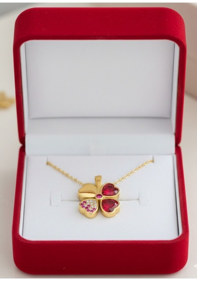 Çekirdekjewelry 925 Ayar Gümüş Altın Kaplama Ters Yonca Kolye Sarı
