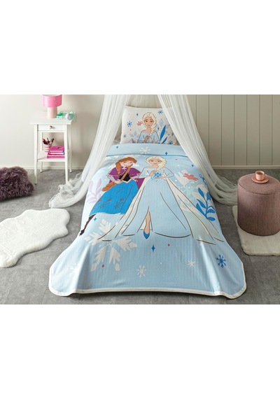 Disney Frozen Family Standart Pamuk Nevresim Takımı, Mavi, Tek Kişilik Çok renkli