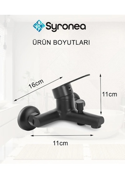 Defne Mat Siyah Delta Banyo Duş Bataryası Kollu Aç Kapa Musluk Siyah