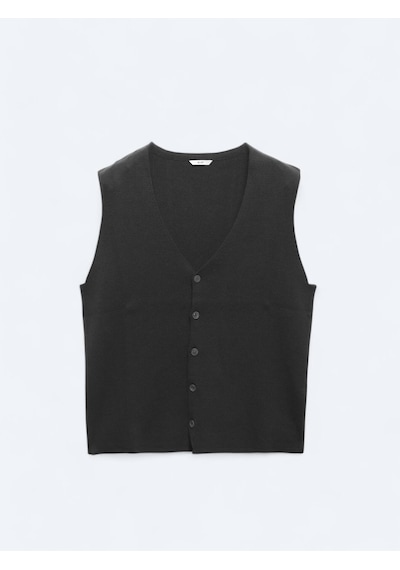 Antrasit Regular Fit Casual Örme Triko Yelek Antrasit
