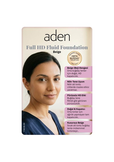 Aden Full Hd Likit Fondöten 20 Ml - 03 Beige Bej Diğer