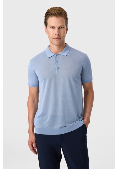 Back And Bond Mavi Regular Fit Düğmeli Polo Yaka Tişört