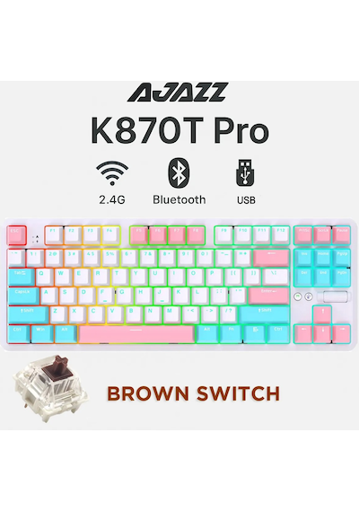 K870t Pro 3 Modlu Hot-swap Rgb, Mekanik Klavye - Beyaz - Brown Switch
