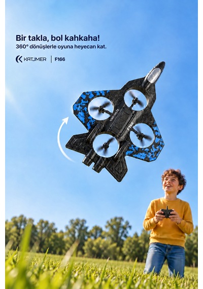 S1 F166 Köpük Gövdeli Kumandalı Mini Drone, Kamerasız, 44,8 G, İrtifa Sabitleme, 360 Takla, 2,4 Ghz Siyah