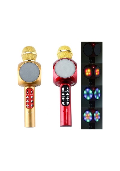 Ws-1816 Bluetooth Speaker Karaoke Mikrofonlu Kablosuz Hoparlör Hafıza Kartı Ve Usb Girişli Şarjlı Rgb Led Işıklı Müzikçalar